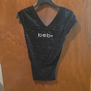 Bebe Black Sparkle V-Neck Bodysuit